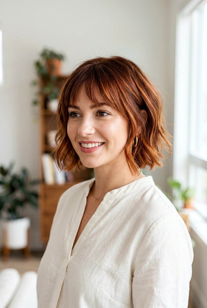 Short Auburn Balayage With Bangs - 20 auburn balayage for short hair - 20 auburn balayage for short hair