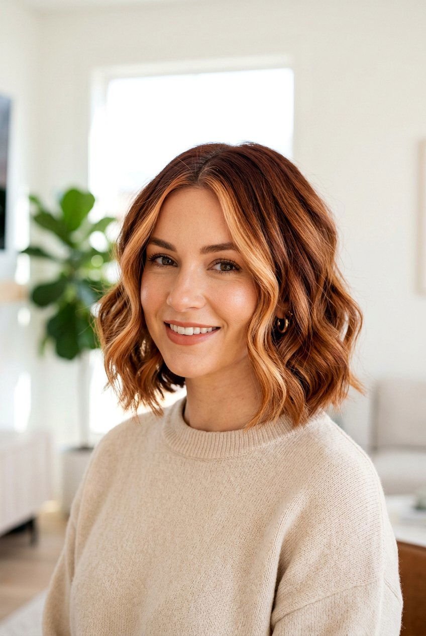 Short Auburn Balayage With Face Framing Highlights - 20 auburn balayage for short hair - 20 auburn balayage for short hair