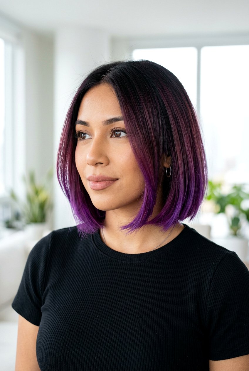 Short Black Hair With Plum Balayage - 20 plum balayage for black hair women - 20 plum balayage for black hair women