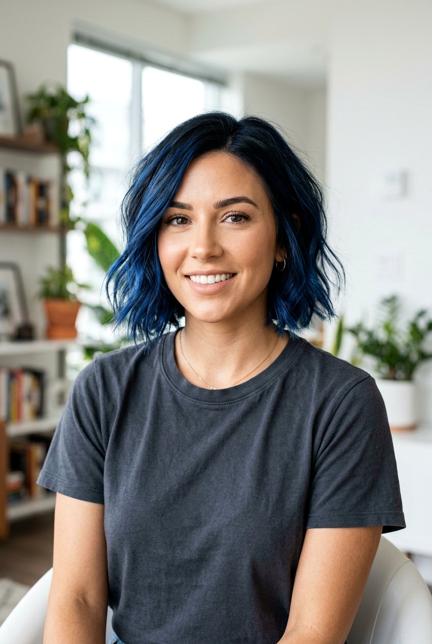 Short Blue Balayage On Black Hair - 20 blue balayage on black hair - 20 blue balayage on black hair