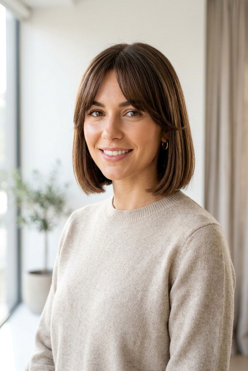 Short Blunt Bob With Curtain Fringe - 20 short blunt bob with bangs - 20 short blunt bob with bangs