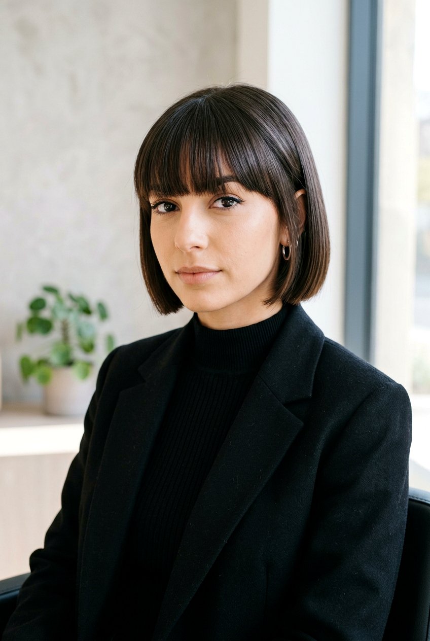 Short Blunt Bob With Eye Skimming Bangs - 20 short blunt bob with bangs - 20 short blunt bob with bangs