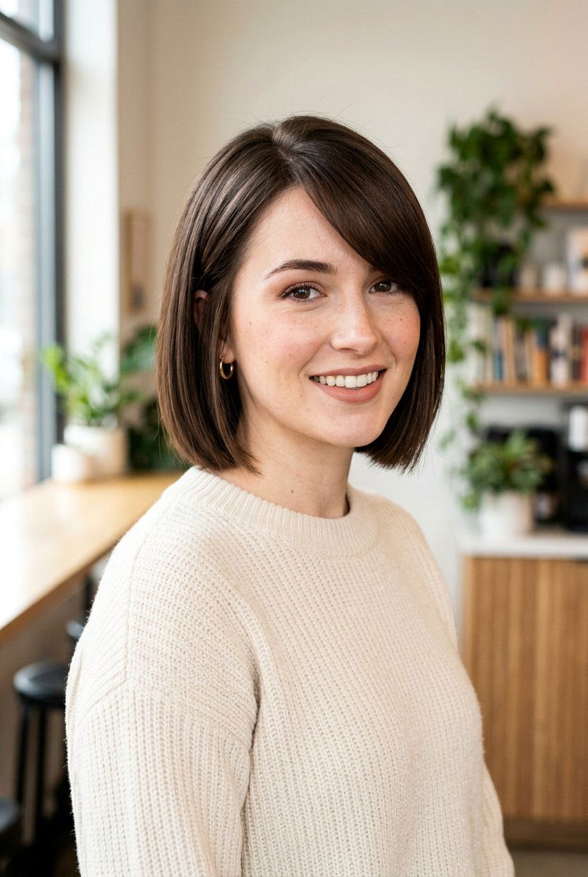 Short Blunt Bob With Side Swept Bangs - 20 short blunt bob with bangs - 20 short blunt bob with bangs