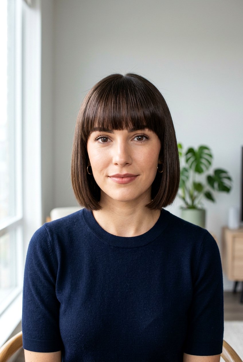 Short Blunt Bob With Straight Across Bangs - 20 short blunt bob with bangs - 20 short blunt bob with bangs