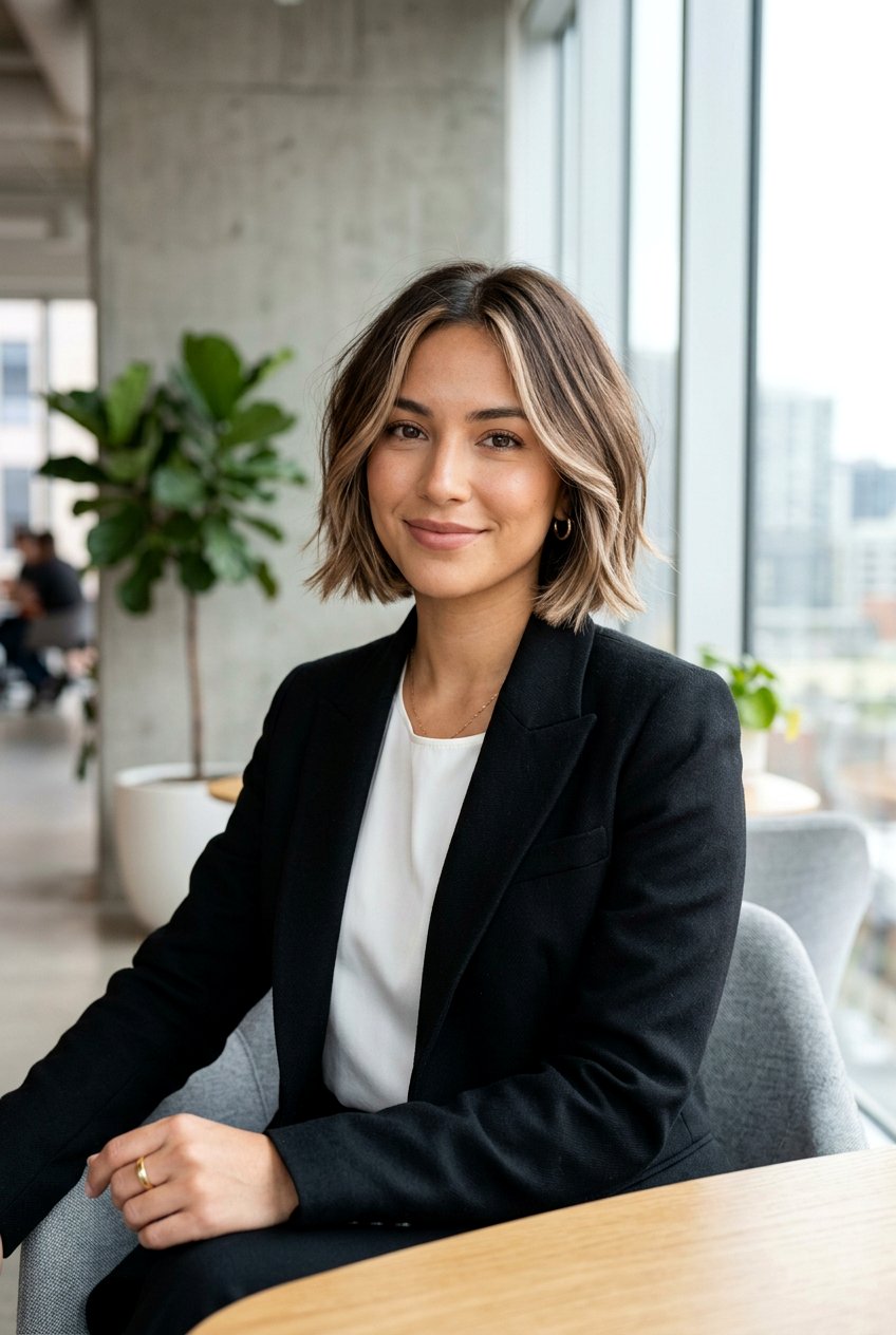 Short Bob Cocoa Brunette With Light Beige Highlights - 20 cocoa brunette with beige balayage - 20 cocoa brunette with beige balayage