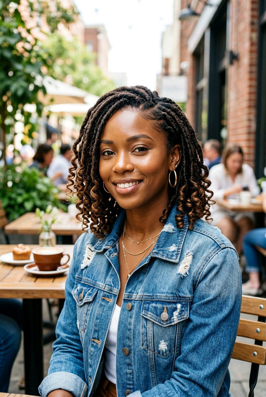 Short Bob Faux Locs With Curly Ends - 20 faux locs with curly ends - 20 faux locs with curly ends