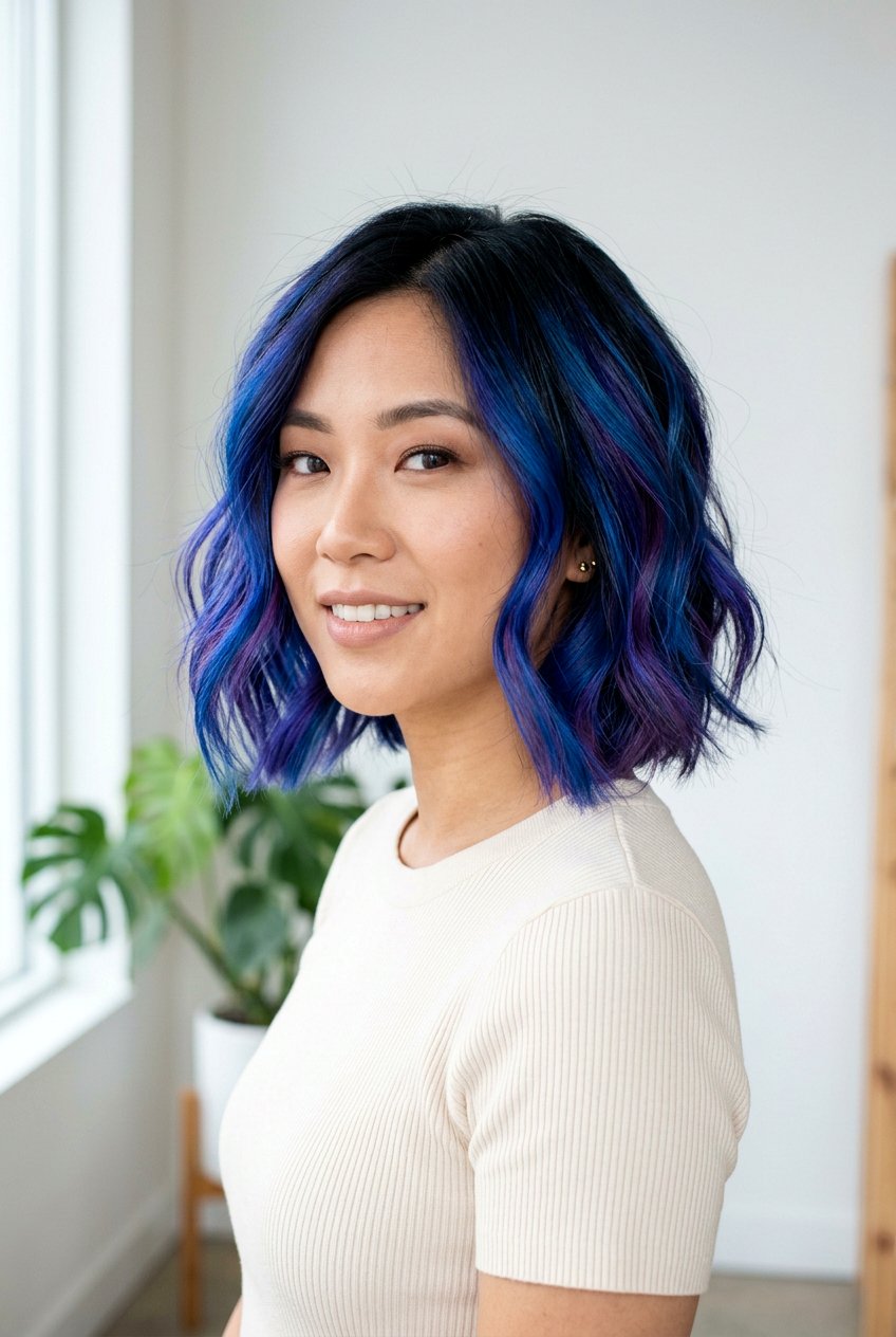 Short Bob Galaxy Balayage On Dark Hair - 20 galaxy balayage on dark hair - 20 galaxy balayage on dark hair