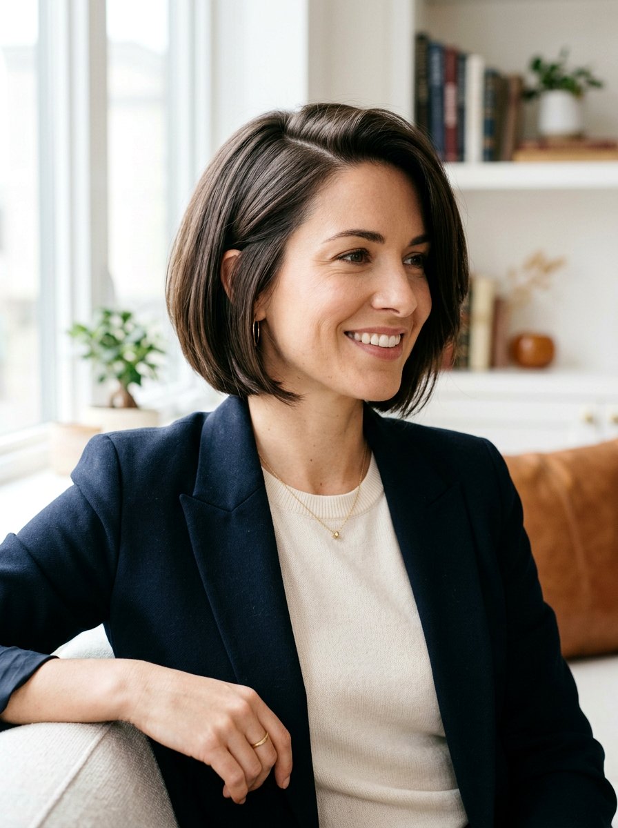 Short Bob Haircut With Side Part - 20 polished short haircut for women - 20 polished short haircut for women