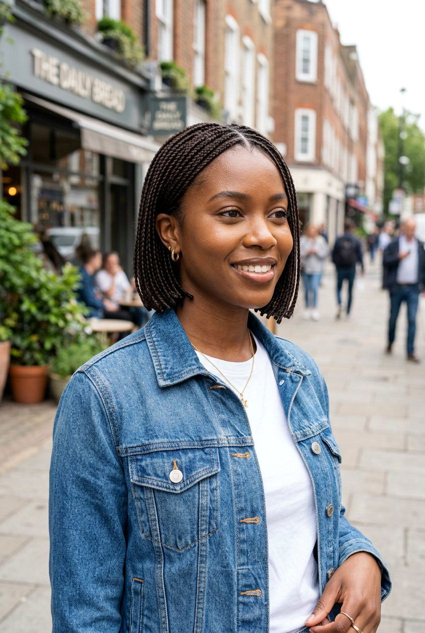 Short Bob Mini Braids - 20 mini braids on natural hair - 20 mini braids on natural hair
