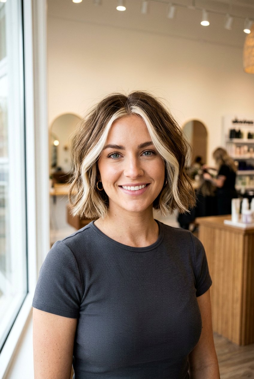 Short Bob Money Piece - 20 contour highlights hair - 20 contour highlights hair