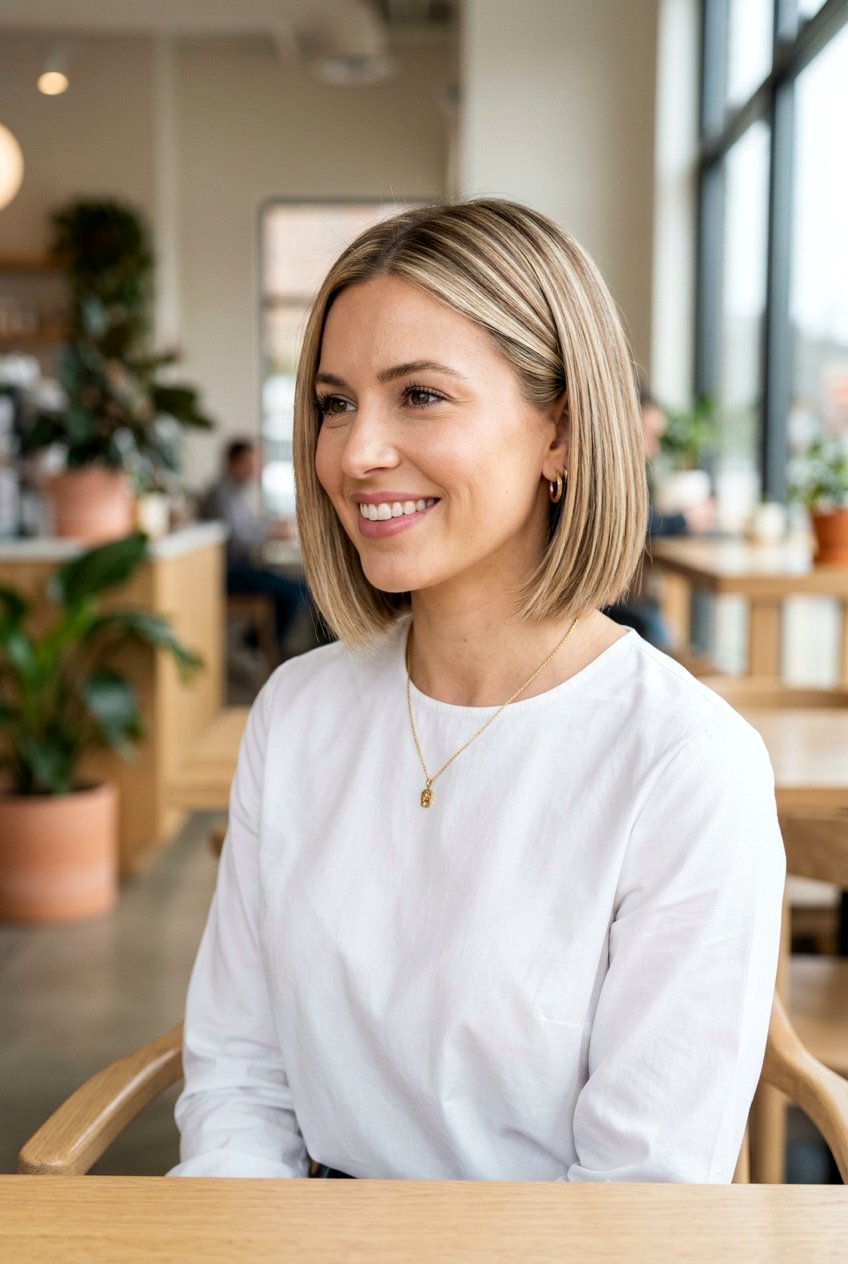 Short Bob With Champagne Beige Blonde Highlights - 20 champagne beige blonde highlights - 20 champagne beige blonde highlights