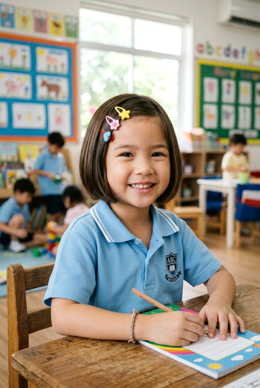 Short Bob With Clips - 20 little girls hairstyle ideas for school - 20 little girls hairstyle ideas for school