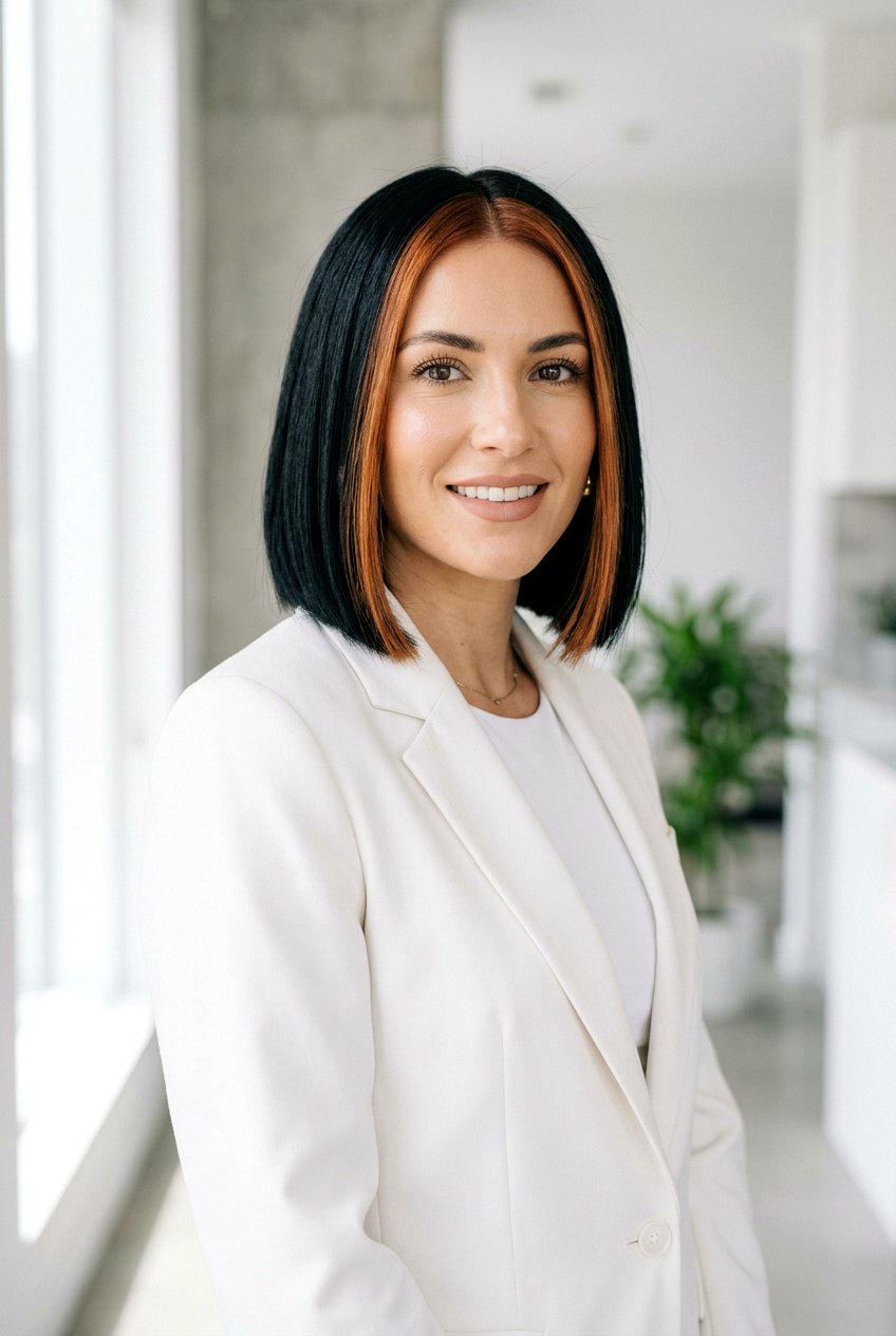 Short Bob With Copper Front Pieces - 20 chunky copper front pieces - 20 chunky copper front pieces