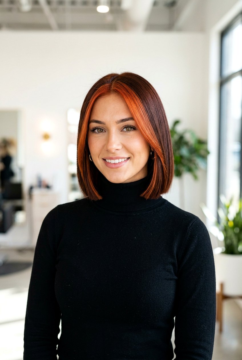 Short Bob With Copper Red Money Piece - 20 copper red money piece hair - 20 copper red money piece hair