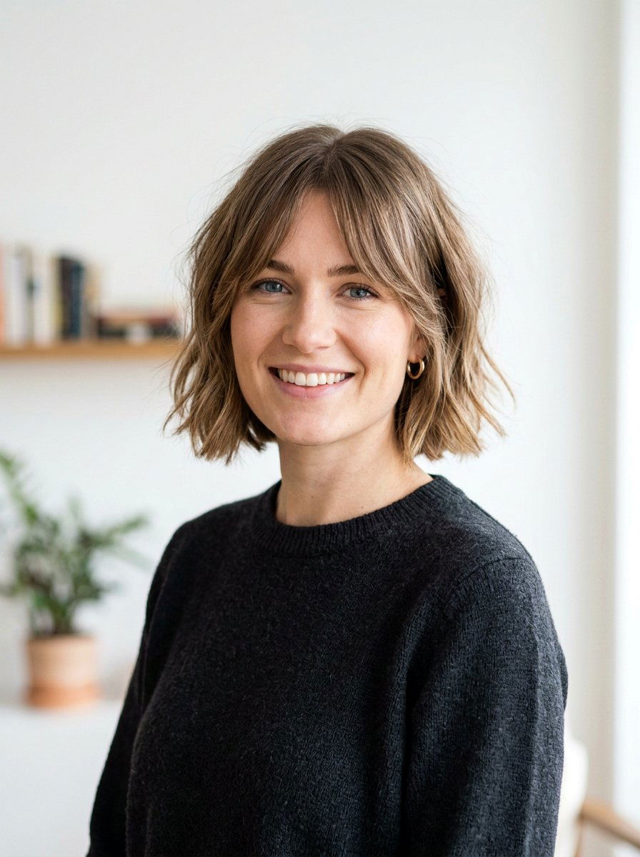 Short Bob With Curtain Bangs - 20 short haircut for square face women - 20 short haircut for square face women