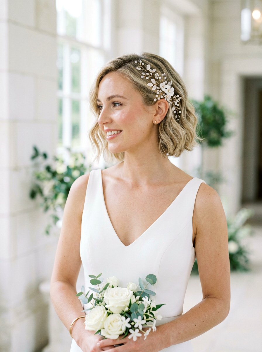 Short Bob With Hair Vine - 20 wedding hairstyles with hair vines - 20 wedding hairstyles with hair vines