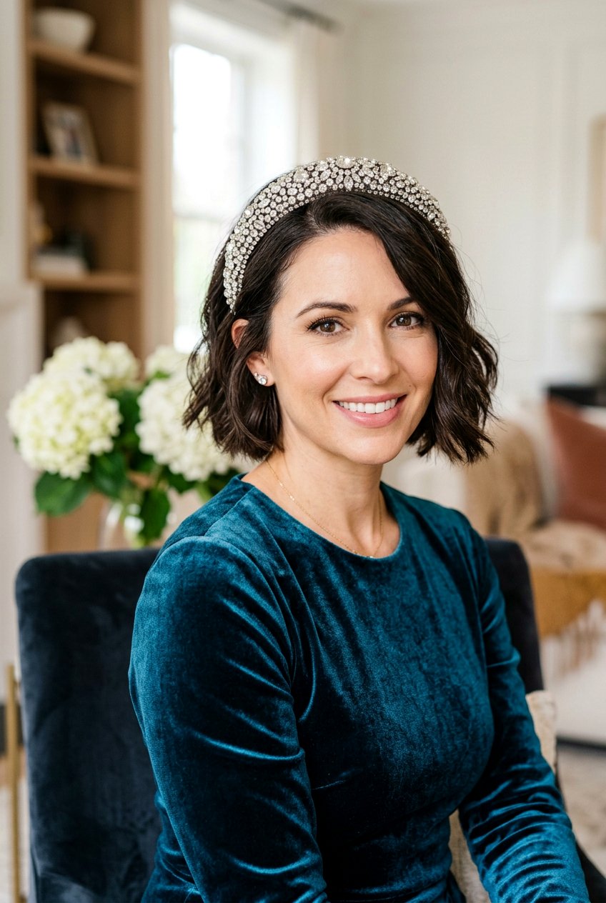 Short Bob With Headband - 20 birthday hairstyle for short bob hair - 20 birthday hairstyle for short bob hair