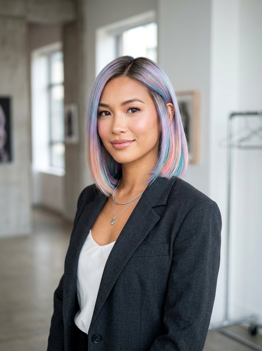 Short Bob With Iridescent Pastel Balayage - 20 iridescent pastel balayage - 20 iridescent pastel balayage