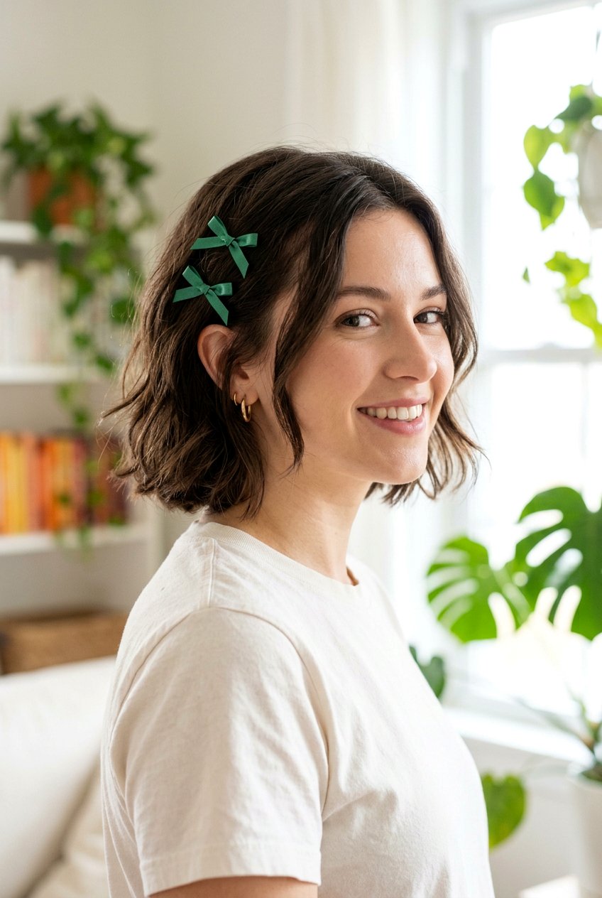 Short Bob With Mini Bows - 20 coquette hairstyles - 20 coquette hairstyles