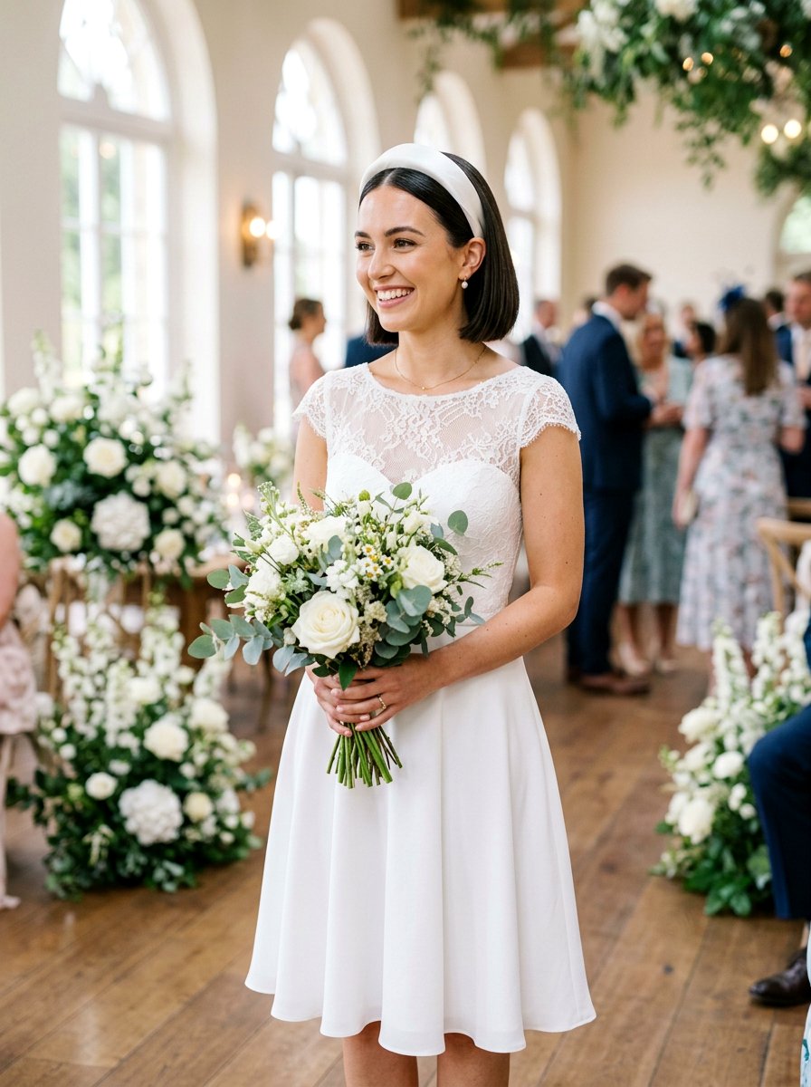 Short Bob With Silk Headband - 20 wedding hairstyles for garden ceremony - 20 wedding hairstyles for garden ceremony