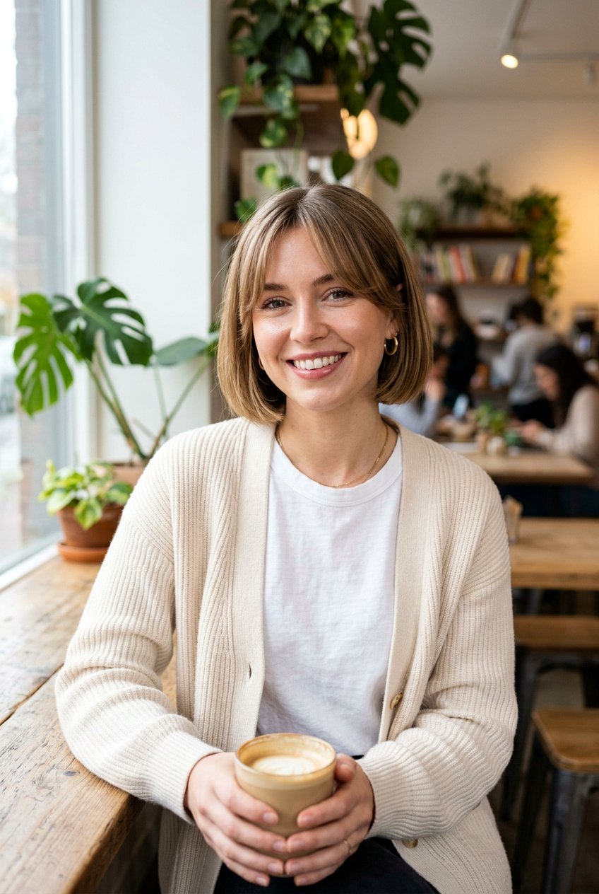 Short Bob with Curtain Bangs - 20 hairstyles for small forehead - 20 hairstyles for small forehead