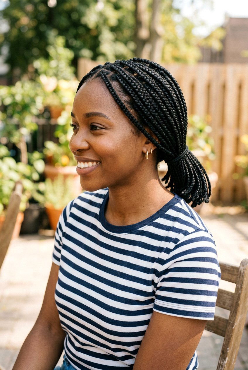 Short Box Braids Ponytail - 20 box braids ponytail hairstyle - 20 box braids ponytail hairstyle