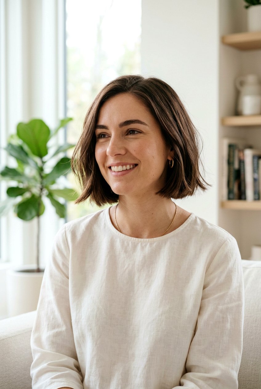 Short Brunette Bob With Subtle Lowlights - 20 subtle lowlights for brunettes - 20 subtle lowlights for brunettes