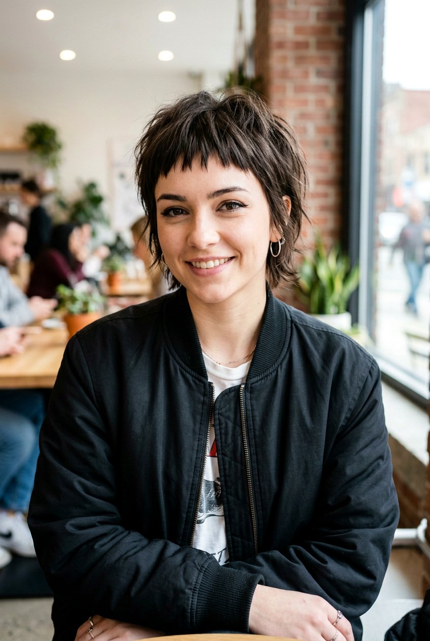 Short Choppy Scene Hair With Micro Bangs - 20 scene layered haircut for girls - 20 scene layered haircut for girls