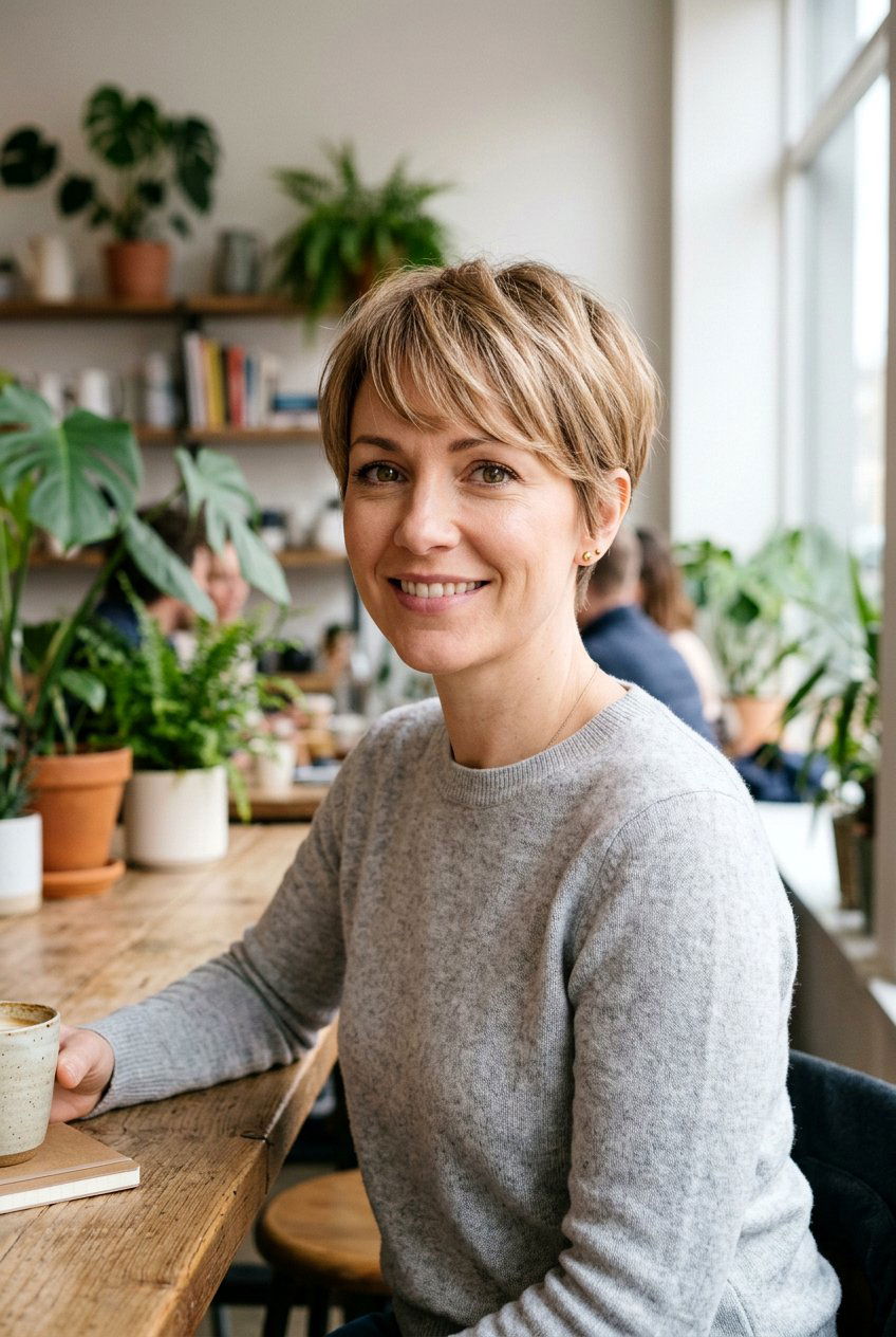 Short Classic Crop With Soft Side Fringe - 20 short hair with side fringe - 20 short hair with side fringe