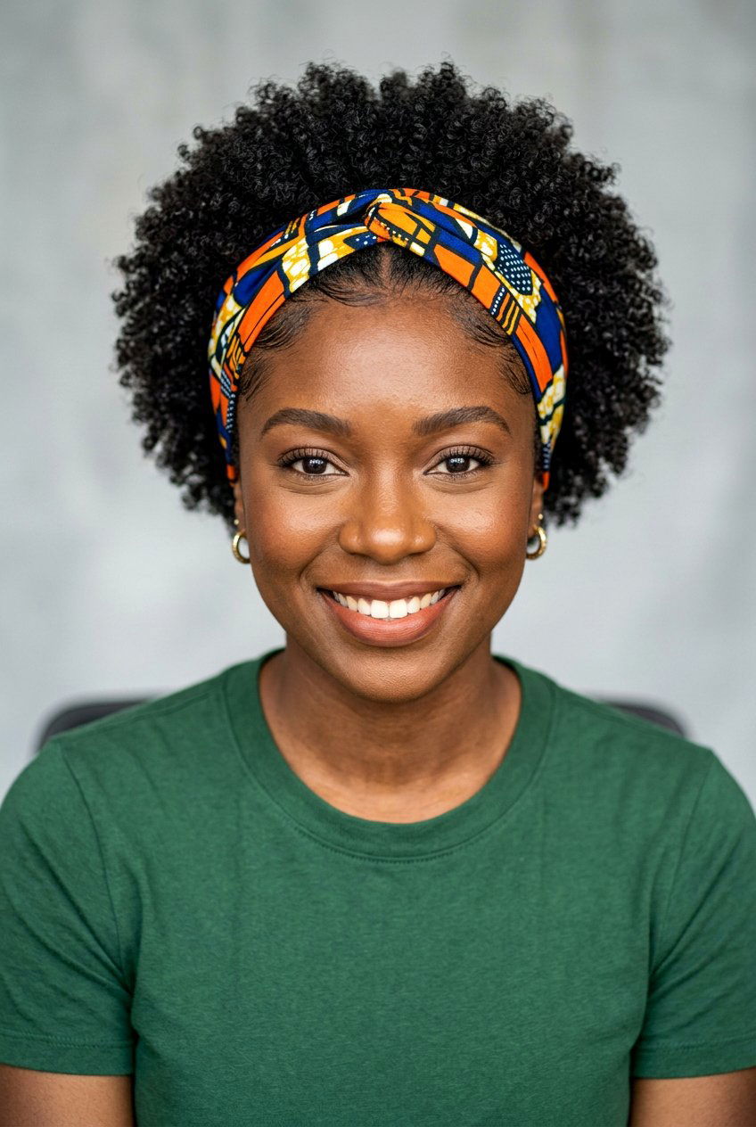 Short Coily Afro with Headband - 20 short curly afro hairstyle for women - 20 short curly afro hairstyle for women