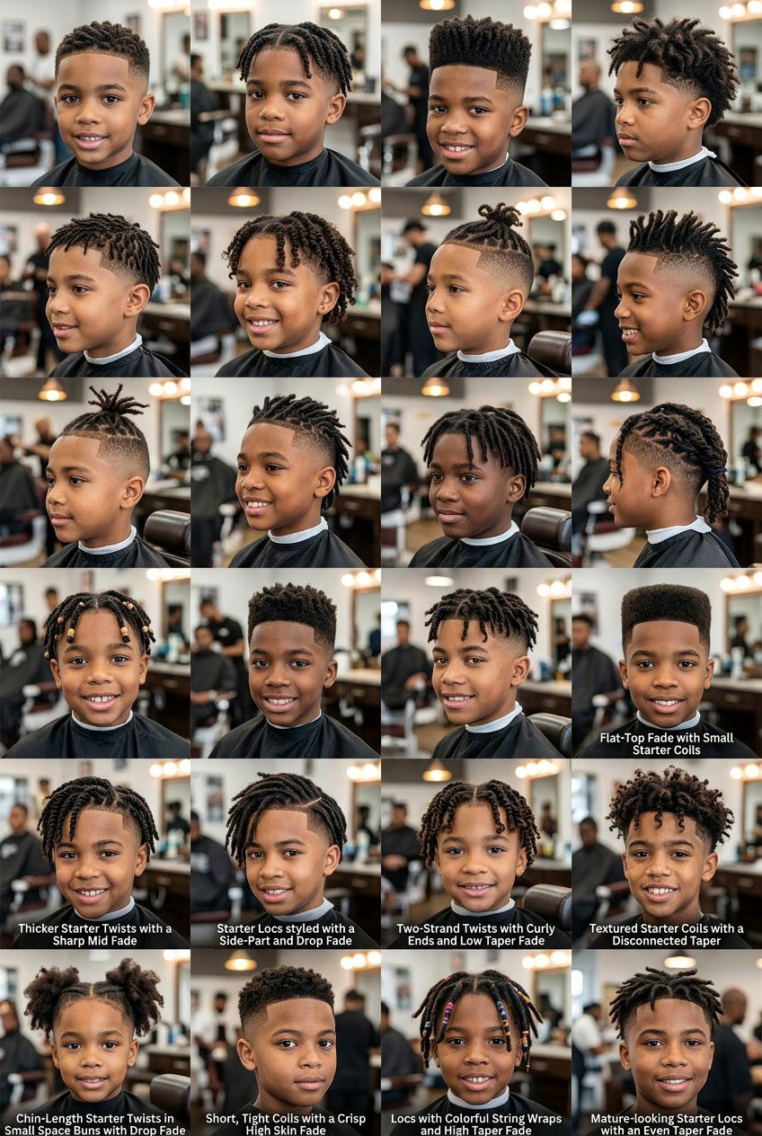 Short Comb Coil Starter Locs with Low Taper Fade - 20 boys starter loc styles with taper fade - 20 boys starter loc styles with taper fade