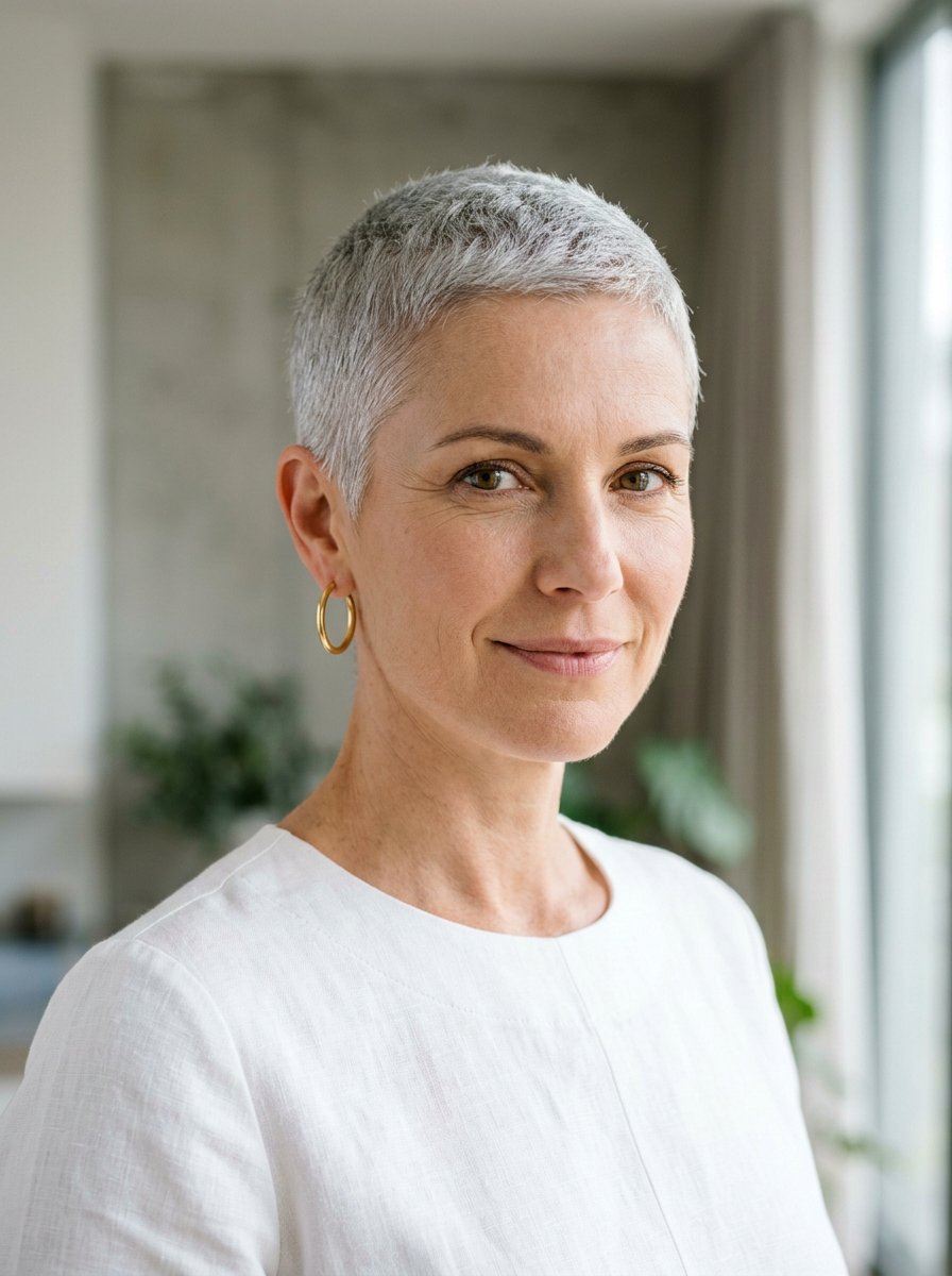 Short Cropped Haircut - 20 polished haircut for naturally gray hair - 20 polished haircut for naturally gray hair