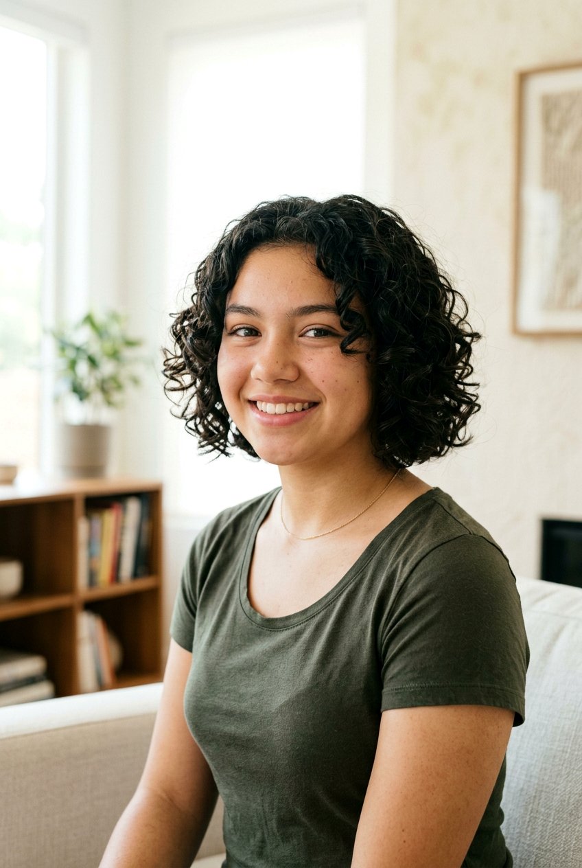 Short Curly Bob Haircut For Round Face Teens - 20 curly haircuts for teenage girls - 20 curly haircuts for teenage girls