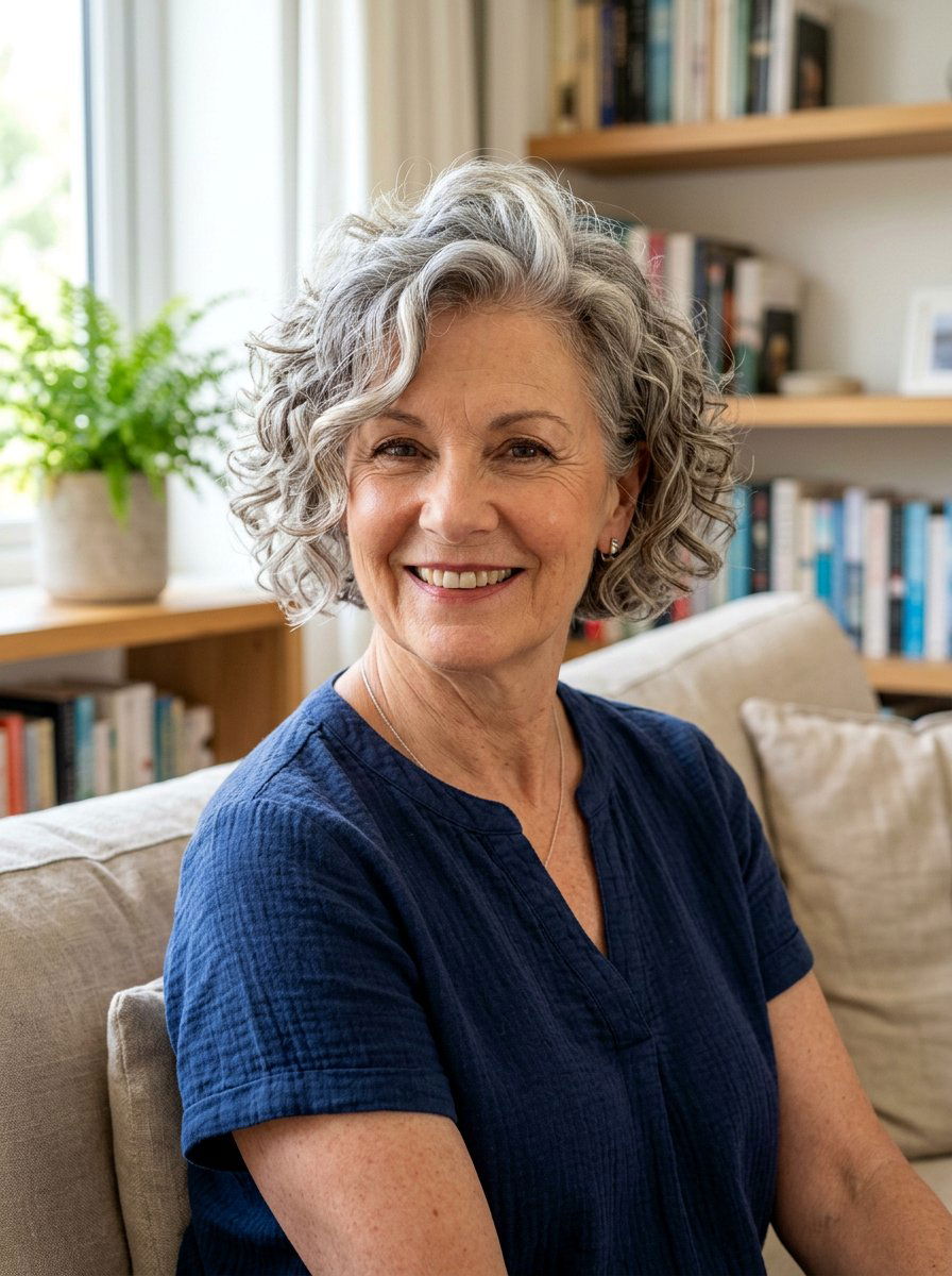 Short Curly Bob With Side Part - 20 short curly bob for older women - 20 short curly bob for older women