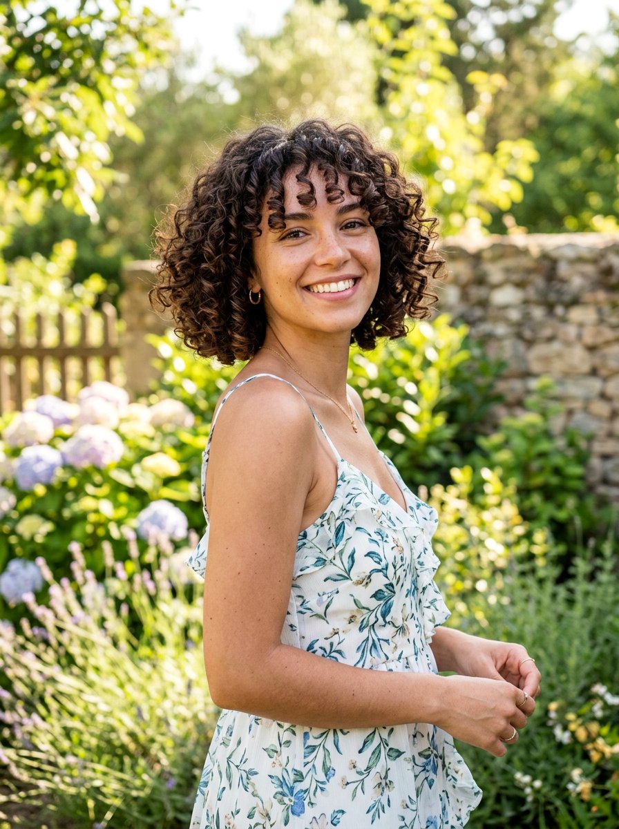 Short Curly Bob with Wispy Bangs - 20 short haircut with wispy bangs - 20 short haircut with wispy bangs