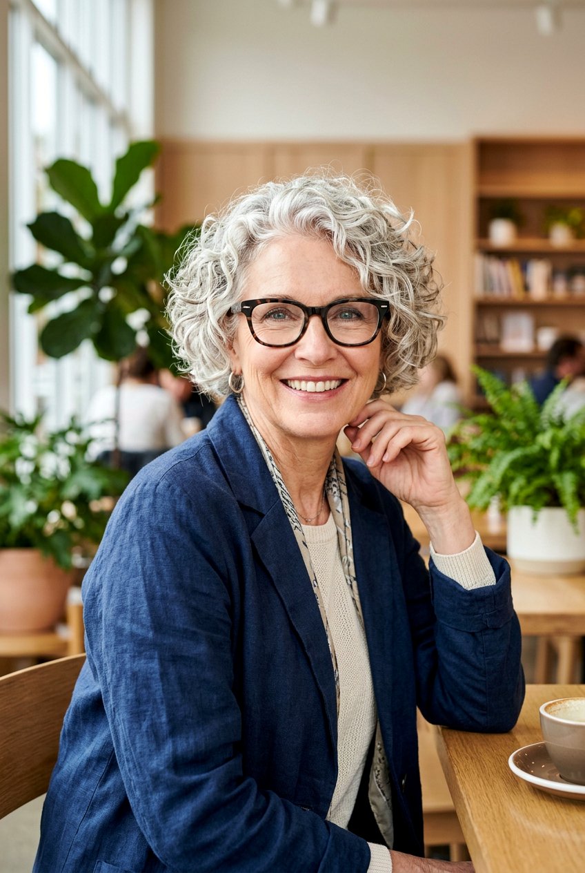 Short Curly Crop - 20 hairstyles for women over 60 with glasses - 20 hairstyles for women over 60 with glasses