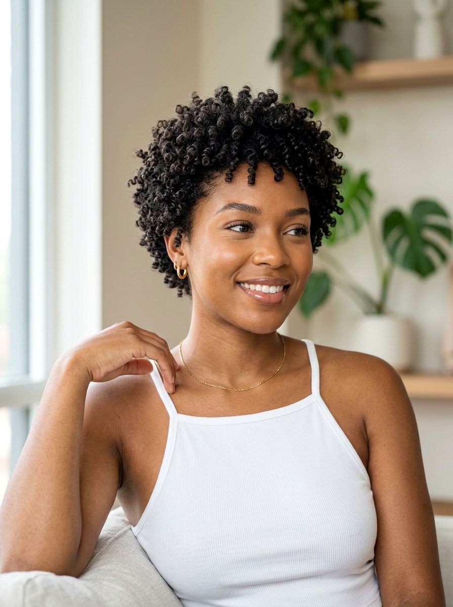 Short Curly Crop Haircut - 20 haircut for tight curls women - 20 haircut for tight curls women