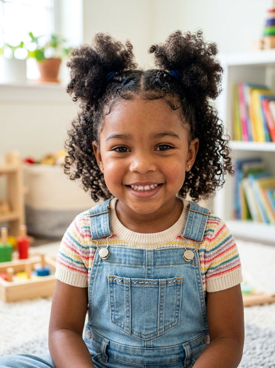 Short Curly Hair With Mini Pigtails - 20 quick school hairstyle for short curly hair - 20 quick school hairstyle for short curly hair