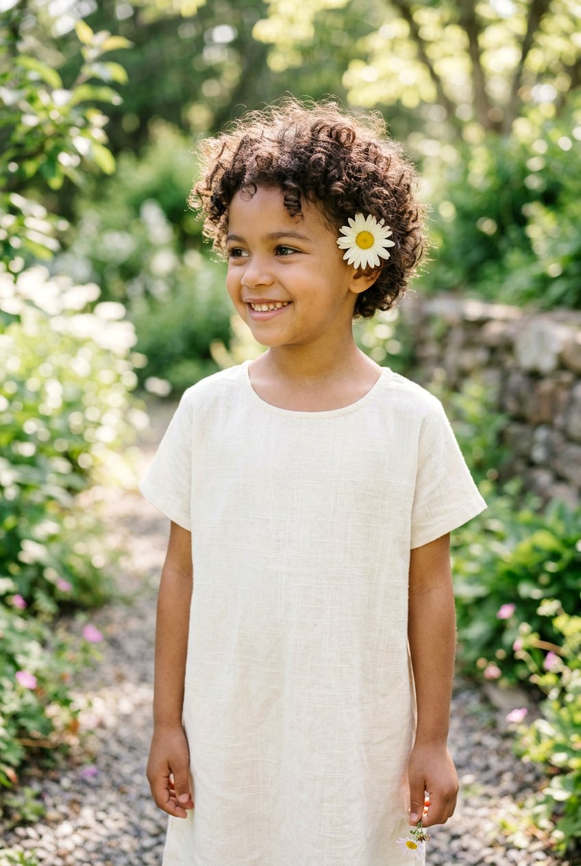 Short Curly Hair With Single Flower - 20 flower girl hairstyles with curls - 20 flower girl hairstyles with curls