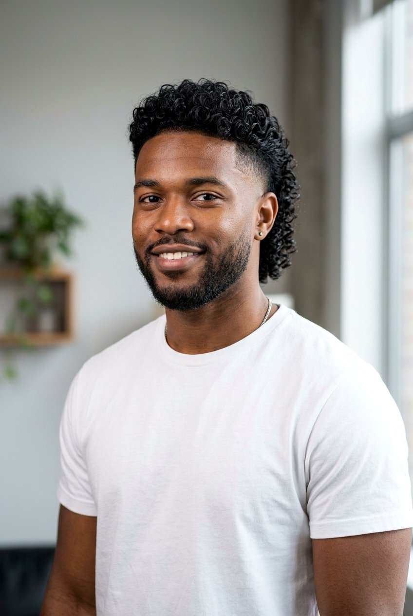 Short Curly Mullet With Taper Fade - 20 curly mullet with taper fade - 20 curly mullet with taper fade