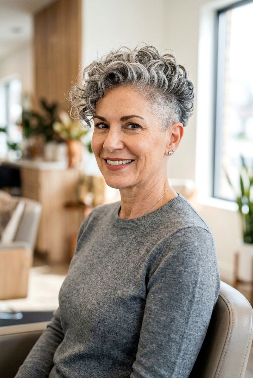 Short Curly Pixie With Undercut - 20 curly pixie for mature women - 20 curly pixie for mature women