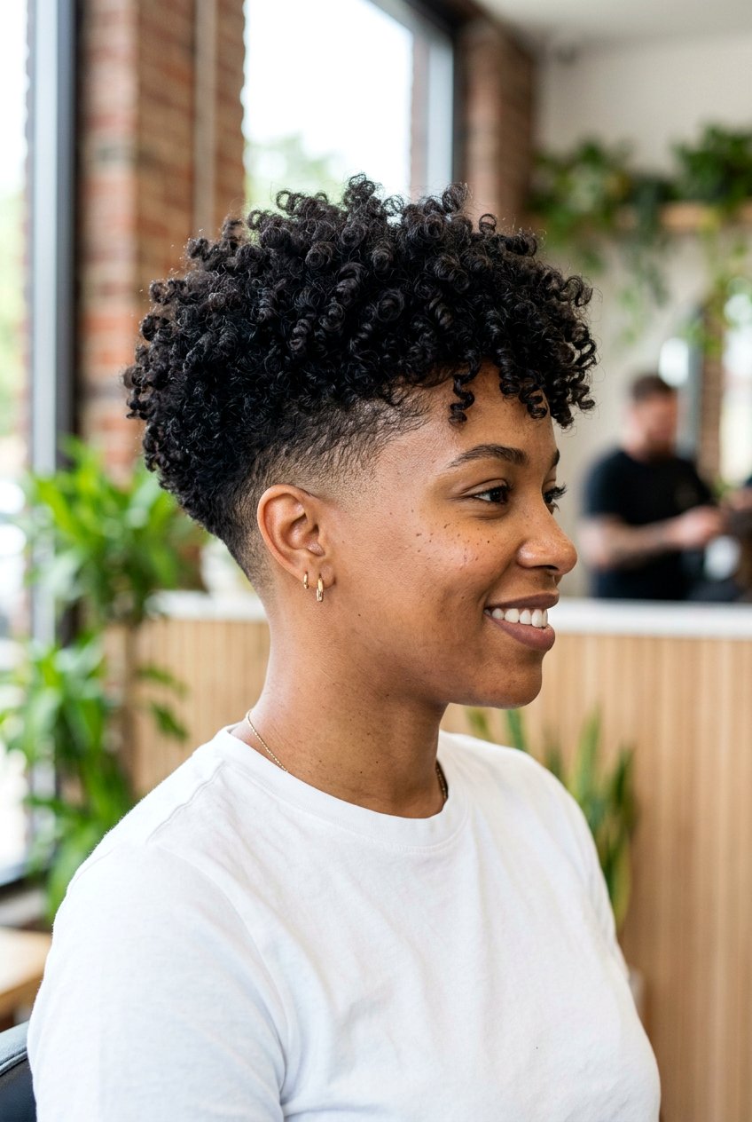 Short Curly Undercut with Low Fade - 20 undercut curls hairstyle for women - 20 undercut curls hairstyle for women