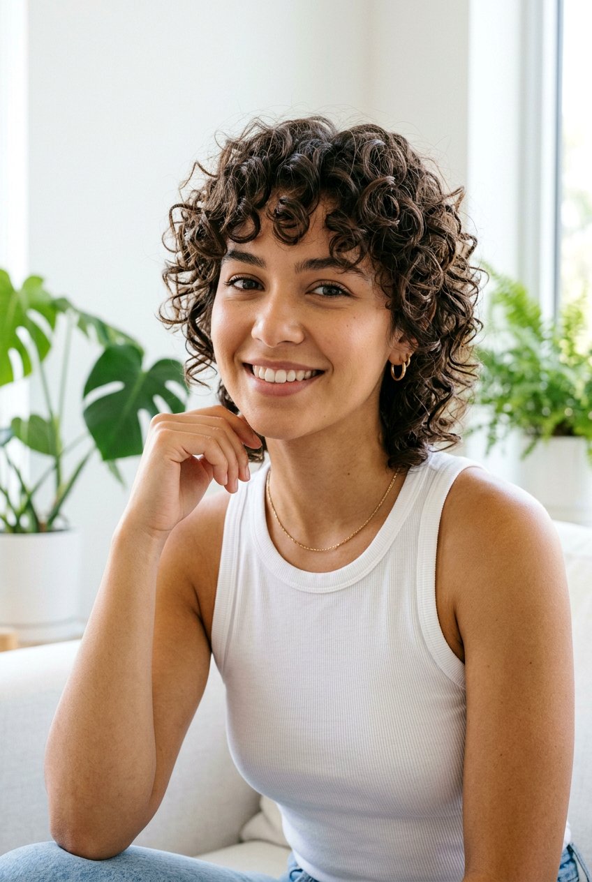 Short Curly Wolf Cut - 20 layered wolf cut for curly hair women - 20 layered wolf cut for curly hair women