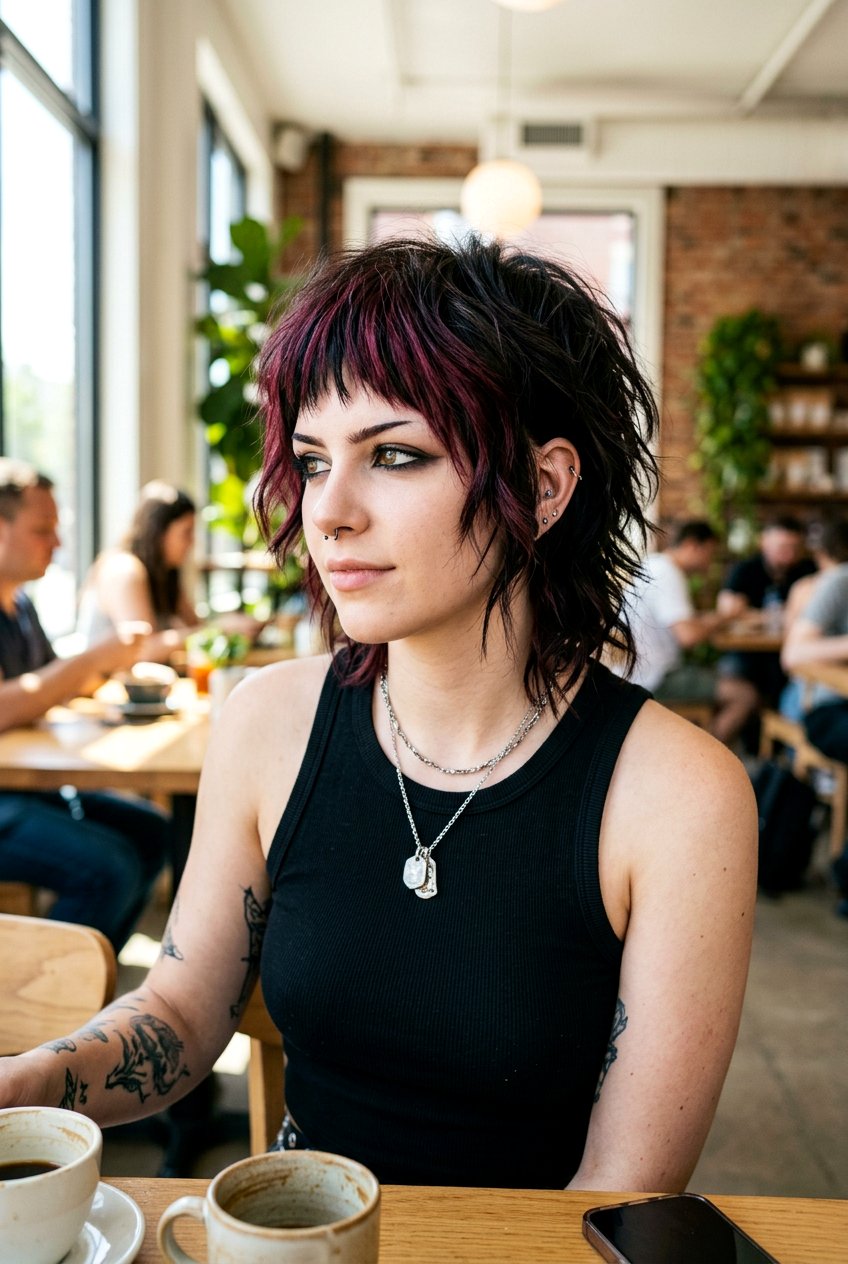 Short Emo Shag With Textured Bangs - 20 emo shag haircut women - 20 emo shag haircut women