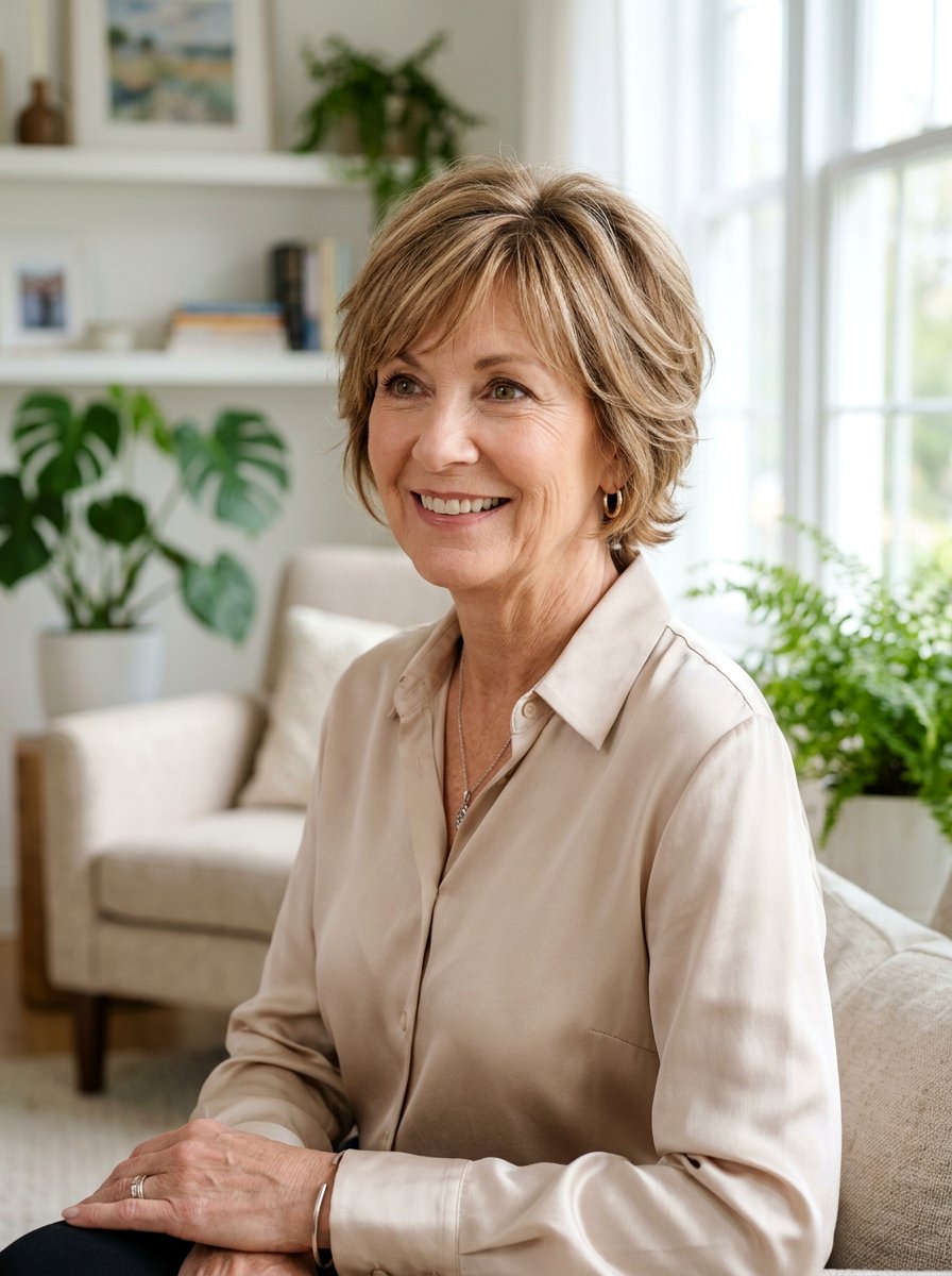 Short Feathered Bob With Side Bangs - 20 short feathered bob for women over 60 - 20 short feathered bob for women over 60