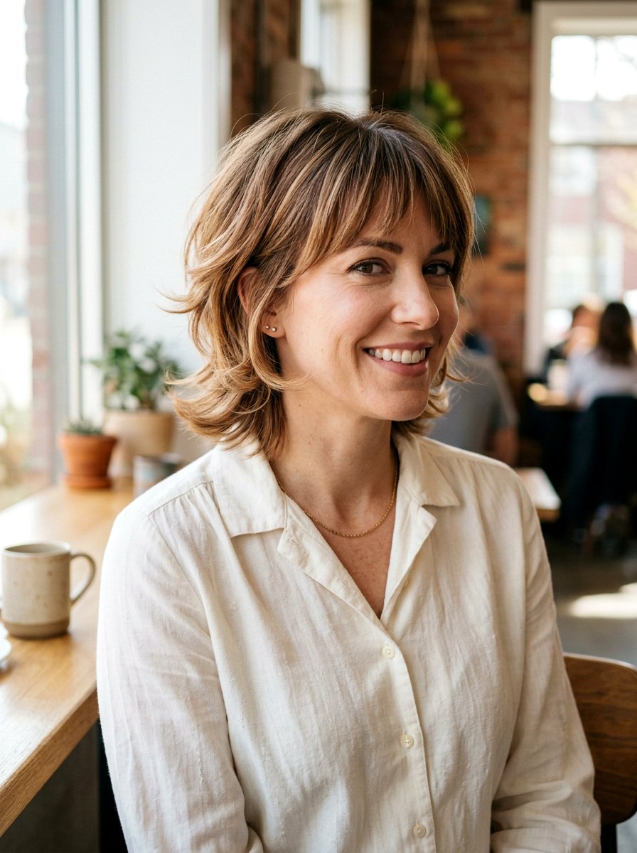Short Feathered Cut with Wispy Bangs - 20 short haircut with wispy bangs - 20 short haircut with wispy bangs