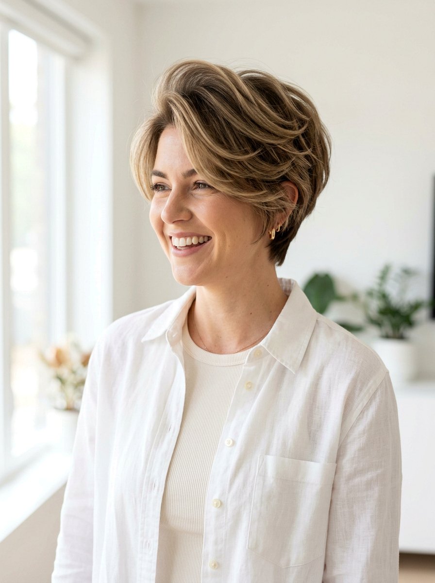 Short Feathered Haircut With Volume On Top - 20 short haircut with volume on top - 20 short haircut with volume on top