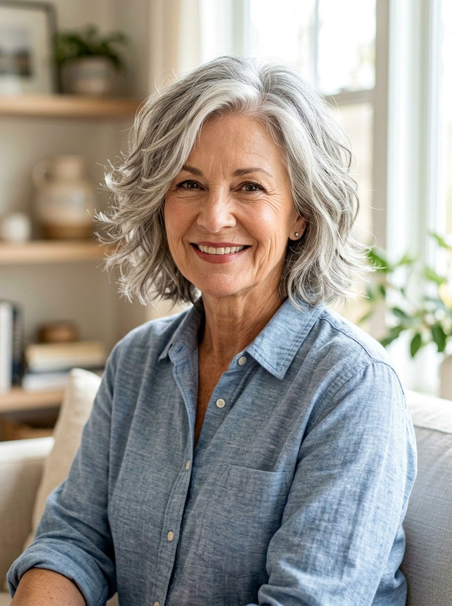 Short Feathered Lob - 20 soft feathered lob for older women - 20 soft feathered lob for older women