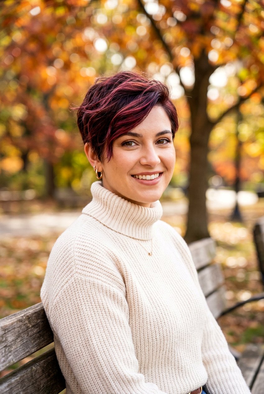 Short Hair Autumn Burgundy Balayage - 20 autumn burgundy balayage ideas - 20 autumn burgundy balayage ideas