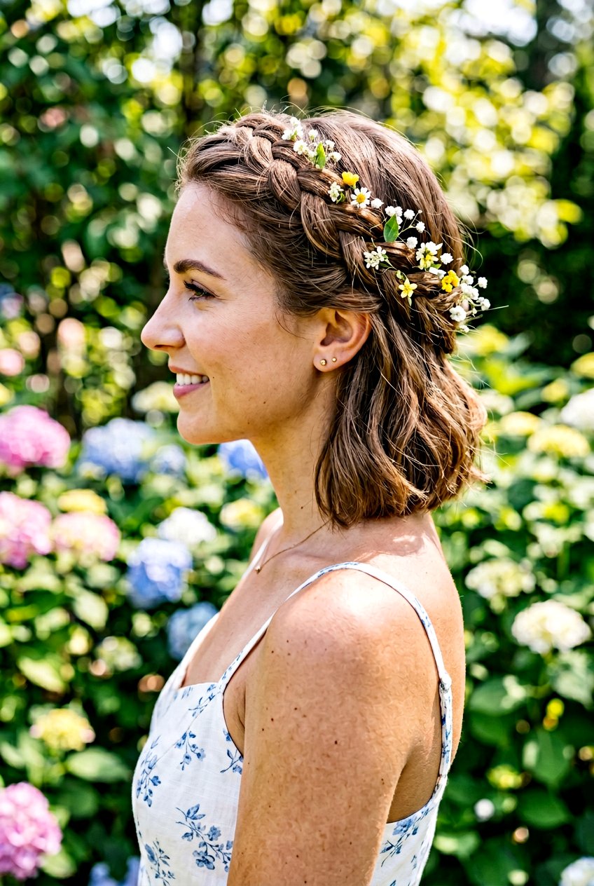 Short Hair Braid Crown - 20 cottagecore braid crown hairstyle